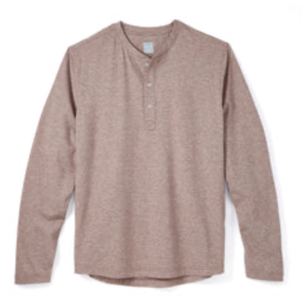 Myles Apparel long Sleeve Everyday Henley in Heather Clay (reddish) - LG